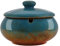 HONZUEN Cenicero Exterior o Interior Ceramica, Ceniceros Antiolores con Tapa, Fácil de Limpiar Antiviento Antiolor Ashtray para Jardin Oficina Balcón Sala de Estar, Azul