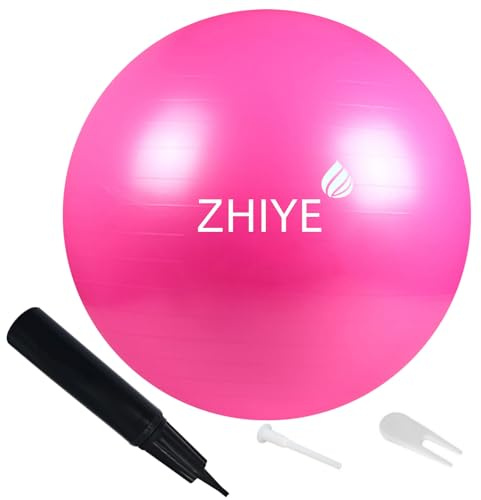 ZHIYE Pinker Pilates-Ball, 65 cm, Yoga-Übungsball, Core-Fitness-Bender, Yoga, Stabilität, Barre, Training, Physiotherapie, Schweizer Ball, Fitnessstudio, Zuhause
