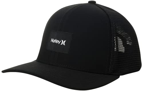 Hurley Men's Baseball Cap - Warner Curved Brim Snap-Back Trucker Hat, Size One Size, Black