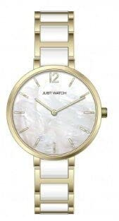 Just Watch Salomé Damen-Uhr Edelstahl Keramik Faltschließe Analog Quarz JW10115 (goldfarbig weiß)