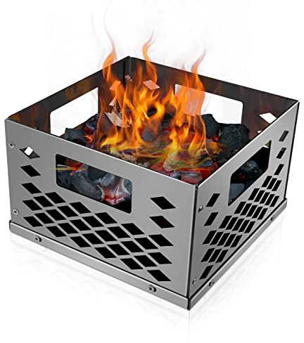 Folocy Edelstahl Holzkohle-Feuerbox Grillkorb für Offset Smoker, 25,4 x 25,4 x 15,2 cm