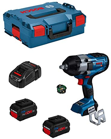 Bosch Professional 18V System boulonneuse sans-fil BITURBO GDS 18V-1000 (avec 2 batteries ProCORE18V 8.0Ah, 1 module Bluetooth Low Energy GCY 42, chargeur rapide GAL 1880 CV, calage L-BOXX, L-BOXX)