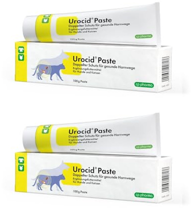 cp-pharma Urocid Paste | Pack doble | 2 x 100 g | Complemento dietético para perros y gatos | Para problemas de vejiga, piedras estructurales con metionina y arándano