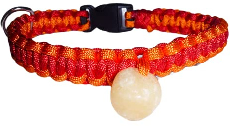 Hundehalsband Tau geflochten Heilstein Orangencalcit für Gelenke Größe S 36 cm lang