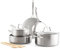 GreenLife Tri-Ply Stainless Steel Healthy Ceramic Nonstick, 10 Piece Cookware Pots and Pans Set, PFAS-Free, Multi Clad, Induction, Dishwasher Safe, Oven Safe, Silver