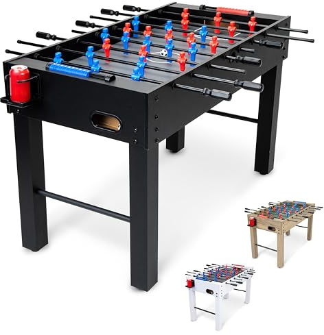 GoSports 48 Inch Game Room Size Foosball Table - Includes 4 Balls and 2 Cup Holders – Black, Oak, or White
