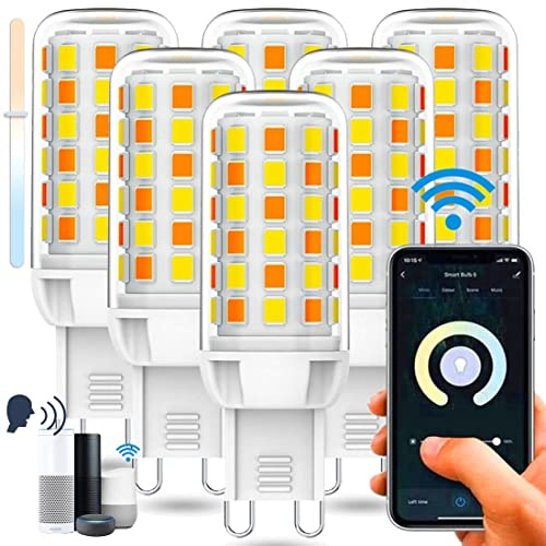 RENBING Lampadina Smart WiFi G9 3W Lampada LED, Lampada Alexa Multicolore Dimmerabile Lampada Alogena di Ricambio da 40 W 2700k-6000k Lampadine 320lm Senza Sfarfallio,G9 LED Bulb Smart (Color : 6)