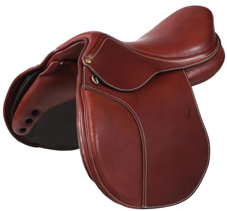 A&M Reitsport Springsattel Chelsea aus Leder, wechselbares Kopfeisen, Polyflex Baum, Braun, Größe:17.5 Zoll