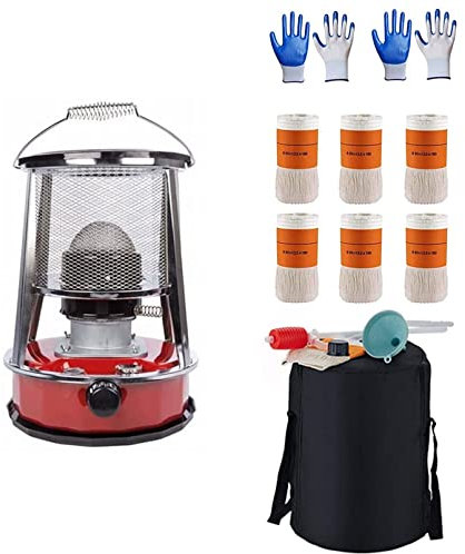FXNFXLA Chauffe-pétrole avec extincteur Automatique, Chauffe-pétrole intérieur Portable et Mobile avec 6 mèches, pour Le Chauffage d'urgence(Color:Red 4.6L)