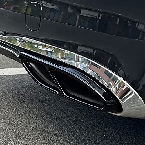 2Pcs Stainless Steel Tail Throat Exhaust Pipes Frame Tailpipe Trim Decoration for Mercedes-Benz S Class W223 S450 S560 S500 S580 S63 AMG S580e Exterior Accessory (Black)