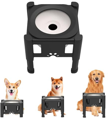 Felenny Gamelles Surélevées pour Chien et Chat - 3 Hauteurs Réglables, Anti-Déversement, Alimentation Lente pour Chiens de Grande et Moyenne Taille
