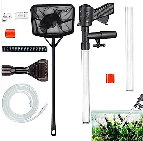 DISPRA Aquarienkies, Werkzeug zur Reinigung von Aquarien aus PVC, -Set für Aquarien, verstellbar, Wasserreinigungsset für Aquarium, Reinigung von Kies und Filter für Aquar