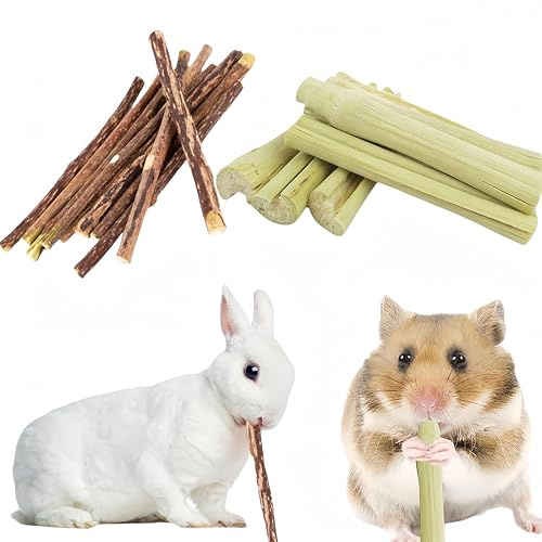 Cutiolly Jouet à Mâcher Lapin,Bâton à Mâcher Lapin,Jouet à Mâcher pour Hamster,Pommes en Bois,Bambou Sucré Naturel pour Lapin Chinchilla Hamster