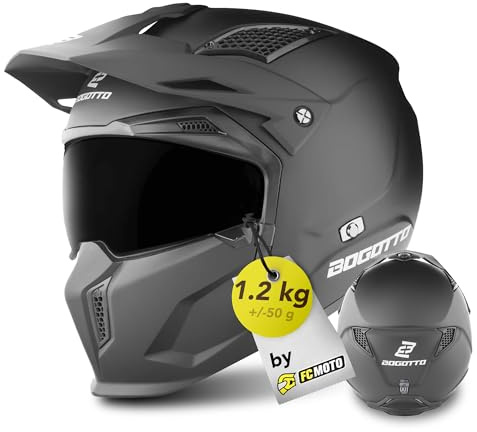 Bogotto Radic 22.06 Motorradhelm, Schwarz Matt, M, ECE 22.06 | Leicht zu wechseln