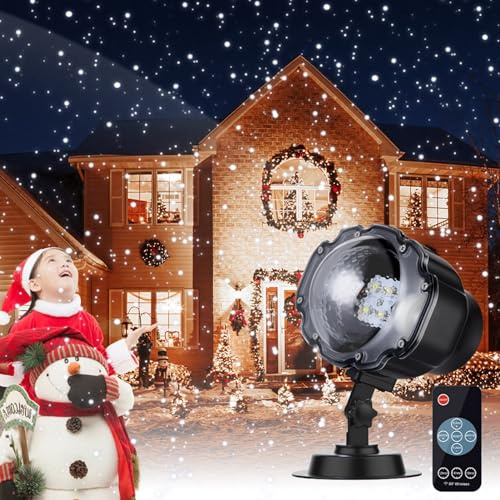 Gavigain led projector snowfall light Rotating Led Light Spotlight for Garden Snowflake
