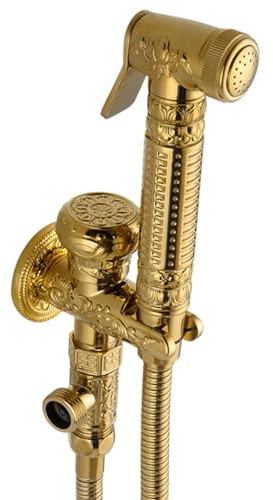 XJTNLB Handheld Bidet Sprayer Kit Cold Water Tap Single Handle Wall Mounted Bidet Sprayer for Pet Bath/Personal Hygiene/Bathroom Brass,Gold Tap,B