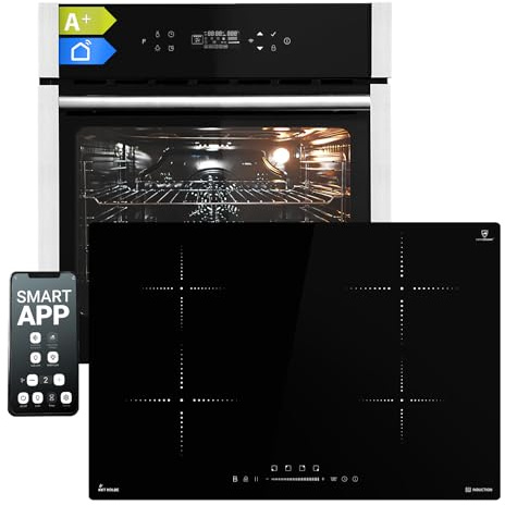 KKT KOLBE Autarkes Herdset | 60cm Einbaubackofen EB8313HC | 77cm Induktionskochfeld IH87704RL | Pizzafunktion | Grill | Umluft | Heißluft | Automatik-Timer | Wärmeschutzverglasung | SET8313HCIH877RL