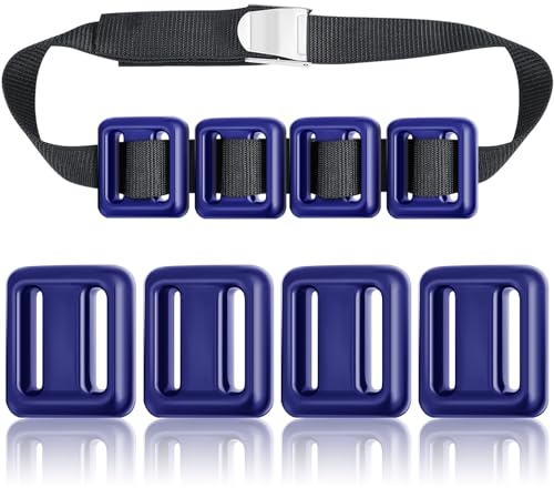 Tellegloww 4 Stück 1 kg Tauchgewichte, Gürtel für Tauchen, beschichtete Tauchgewichte, Nylon, Tauchgürtel mit 1 Metall-Schnellverschluss-Schnalle für freies Tauchen, Speerangeln