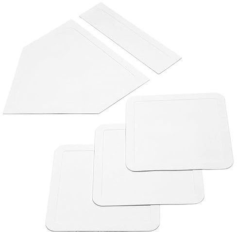Bkkack Baseball & Softball Base Set 5 Piece Rubber Field Bases for Kids & Adults Throw Down Bases for Baseball, Softball, Teeball, Kickball, Backyard, Practice (5pcs-White)