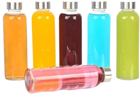 Sportflaschen aus Glas, 500 ml, Glas-Wasserbecher für Fitness, Yoga, auslaufsichere Wasserflaschen mit Deckel und Umhängeband für Camping, Klettern