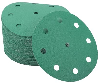 A ABSOPRO Dischi Abrasivi 5 Pollici 9 Fori 120 Grana Rondella Carta Vetrata Ossido di Alluminio Verde 50pz