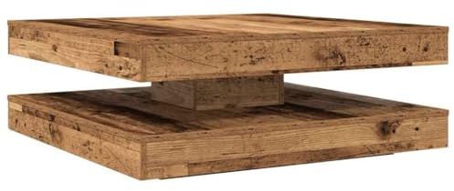 vidaXL Soffbord 360 grader vridbart åldrat trä 90x90x34,5 cm, ändbord, vardagsrumsbord, soff bord, sidobord, sido bord, accentbord, mittbord