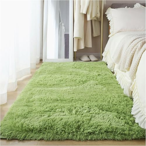 YUANWAN Hochflor Teppich Wohnzimmer 70 x 230 cm Weich, Einfarbig, Pflegeleicht Teppich Wohnzimmer Hochflor Weicher Wohnzimmer Teppich für Wohnzimmer, Schlafzimmer, Grün