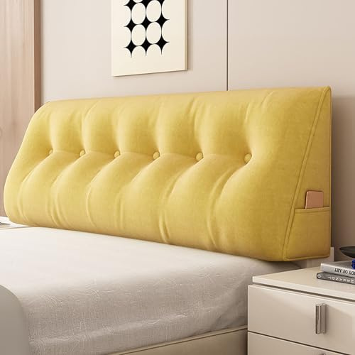 GYCF headboard pillow reading cushion pillow triangular wedge pillow positioning support backrest bed sofa day couch large cushion upholstered,Yellow,150 * 50 * 20CM