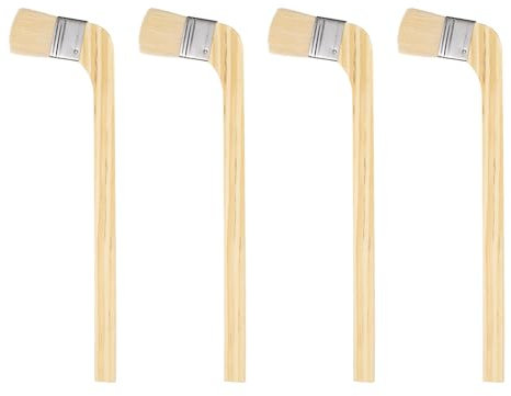 sourcing map Paint Brush 4Pcs 2 Brush Width Reusable Variety Angled Bend Brushes Radiator Paint for All Latex Oil Painting Furniture Walls Treatment, Brown
