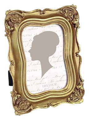 Vintage Picture Frame 4x6 Inch, Luxury Antique Photo Frames with Glass Front, Tabletop Wall Hanging, Gold