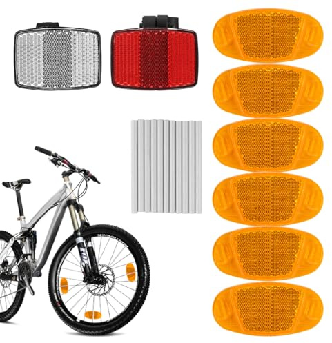 Xmart Fahrrad Reflektoren Klage 6 Stück Reflektoren Fahrrad + 1 Stück Rücklichter Vorne Und Hinten + 36 Stück 360° Speichenreflektoren Fahrrad für Mountainbikes Fahrräder und Motorräder