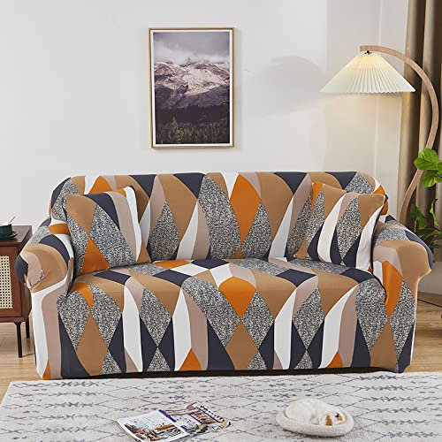 Sofabezug aus Spandex, dehnbar, maschinenwaschbar, Sofaschoner, modern, universal, rutschfest, für Haustiere, 1-Sitzer, Braun / Grau / Weiß