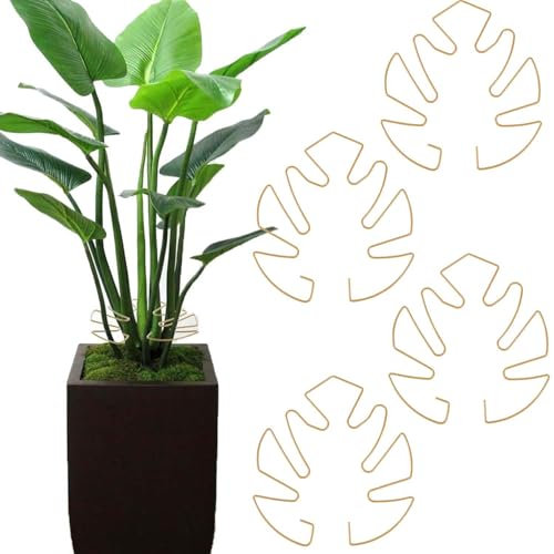 Lot de 4 tuteurs pour plantes grimpantes Monstera, avec design unique en forme de feuille pour plantes d'intérieur, support décoratif