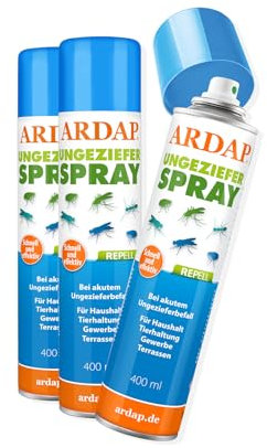 ARDAP Repell Ungezieferspray 3 x 400ml - Insektenspray bei akutem Ungezieferbefall - Abwehrend bei Insektenbefall - Insektenspray Wohnung - Mückenspray - Schädlingsfrei - Wirkt schnell (PT19)