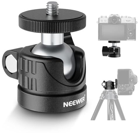 NEEWER BASIC Mini Ball Head, Portable Tripod Head Camera Adapter Mount Screw 1/4 Inch for DSLR Action Cam Phone LED Light Ring Monopod Slider, 4.4 lb Max Load, 360° Swivel 90° Tilt, GM01