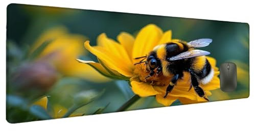 Mauspad XXL 1200x600mm Gelb Mousepad Groß Schreibtischunterlage Blume, Gaming Mauspad Gadgets Schreibtisch Zubehör, Wasserdicht Mouse Pad rutschfeste Vernähte Kanten Verbessert Geschwindigkeit A-5