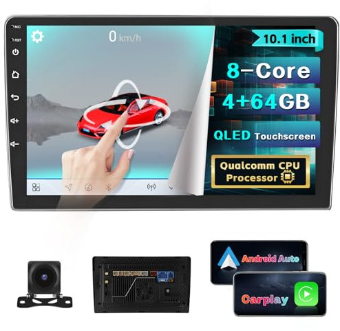 [8-core 4G+64G]Inefala Autoradio 2 Din, Chip Qualcomm Snapdragon Android 15 Integrato, Wireless Carplay Android Auto, 10 Stereo Auto Bluetooth con GPS WiFi 32EQ DSP 59UI RDS Retrocamera Mic