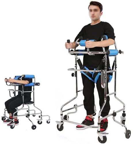 Gehhilfen für Senioren – Höhenverstellbarer 8-Rad-Lauflernwagen mit Sitz für Schlaganfall-Rehabilitation und Unterstützung für Behinderte, Gehhilfe für Erwachsene bei Zerebralparese und Hemiplegie