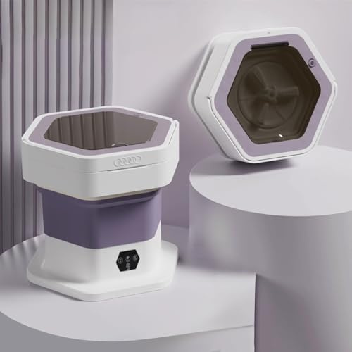 Mini Lavatrice Portatile 8L, Lavatrice da Campeggio Piccola Pieghevole con Centrifuga,per Casa/Viaggio/Campeggio/Dormitorio/Vestiti per Bambini/Calzini/Biancheria Intima(Purple)