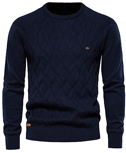 Maglioncino Girocollo Uomo, Maglione Lavorato a Maglia Maglione Invernale Uomo Pullover Maglione da Uomo Fine Maglia a Maniche Lunghe Slim Fit Maglione Elegante Uomo Felpa Sweatshirt