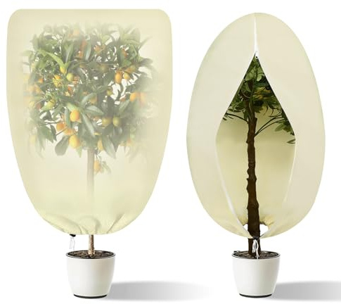 Lot de 2 Voile Hivernage Plante Exterieur, Voile d'hivernage avec Cordon de Serrage et Zipper, Housse Hivernage Plante Réutilisabl, Housses de Protection pour Divers Types d'Arbres (120 * 180 cm)