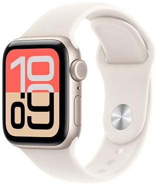 Apple Watch SE 3 GPS + Cellular 40 mm Smartwatch mit Aluminiumgehäuse in Polarstern und Sportarmband in Polarstern (M/L) Fitness‑ und Schlaftracker, Herzfrequenzmesser, Always-On Display, Wasserschutz