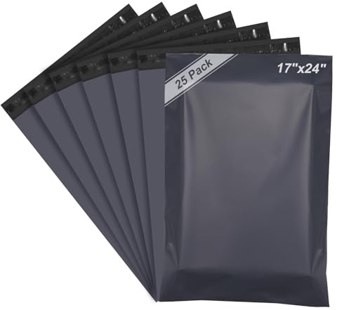 Large Parcel Bags 17X24 Postal Bags Self Seal, Shipping Mailers Mailing Bag for Clothes Envelopes Postage Bag for Packaging, 25Pcs (Grey)