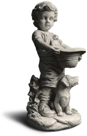 gartendekoparadies.de Magnifique Figure Massive de garçon avec Chapeau transplantable Figure d'enfant en Pierre reconstituée, résistant au Gel