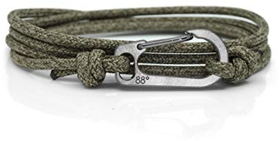 Eighty Eight Degrees Titanium Carabiner Climbing Bracelet, Handmade in The UK and Adjustable, Waterproof Climber Bracelet (Forest Green)