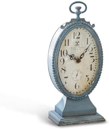 Loberon Uhr Michelet, antikblau | Vintage-Charme, Antik Inspiriertes Ziffernblatt, Kunstvolle Rückseite, Zeitmesser, Wohn-Accessoire, Zinn, Kunststoff