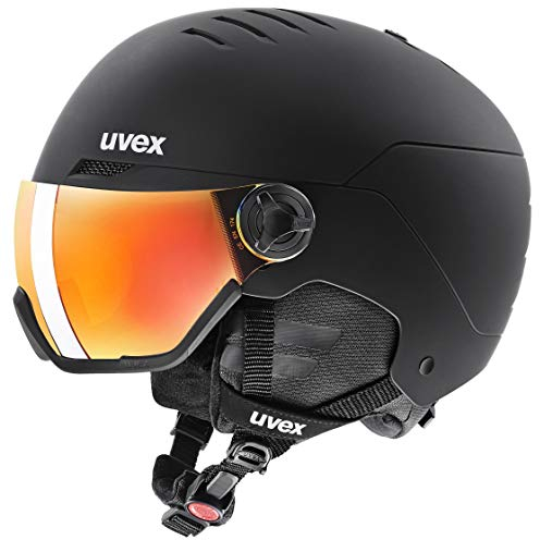 uvex Wanted Visor - robuster, stylischer, optimal belüfteter Skihelm mit beschlagfreiem Visier für Damen und Herren - Black matt - 58-61 cm