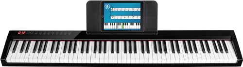 FunKey SP-588 Easy-Piano - Keyboard mit 88 Tasten in Standardgröße - Anschlagdynamik - Integrierter 2200 mAh-Akku - USB, MIDI & Bluetooth - Inklusive Tasche & Sustain-Pedal - Schwarz