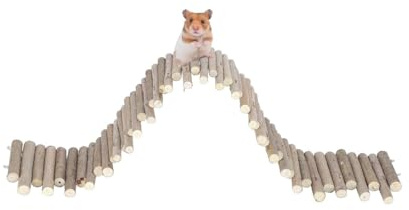 Zerodis Holz Hamster Brücke, Flexible Holz Verstecktür für Mäuse Rennmaus Chinchilla Kauspielzeug Dekor Zaun Stehende Kletterplattform Korb Zubehör Platform(30CM-A)