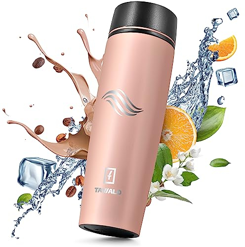 TAVIALO Mug Isotherme 460ml – Thermos INOX Étanche, rose poudré mat, Maintien Chaleur/Fraîcheur Longue Durée, Design Compact et Élégant – Idéal Café, Voyage, Sport